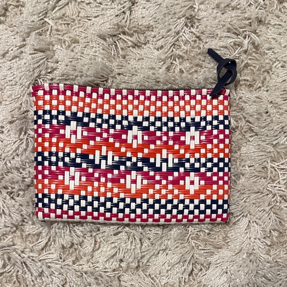 GAP Pink Orange Navy Woven Clutch Beach Vacation Resort Bag